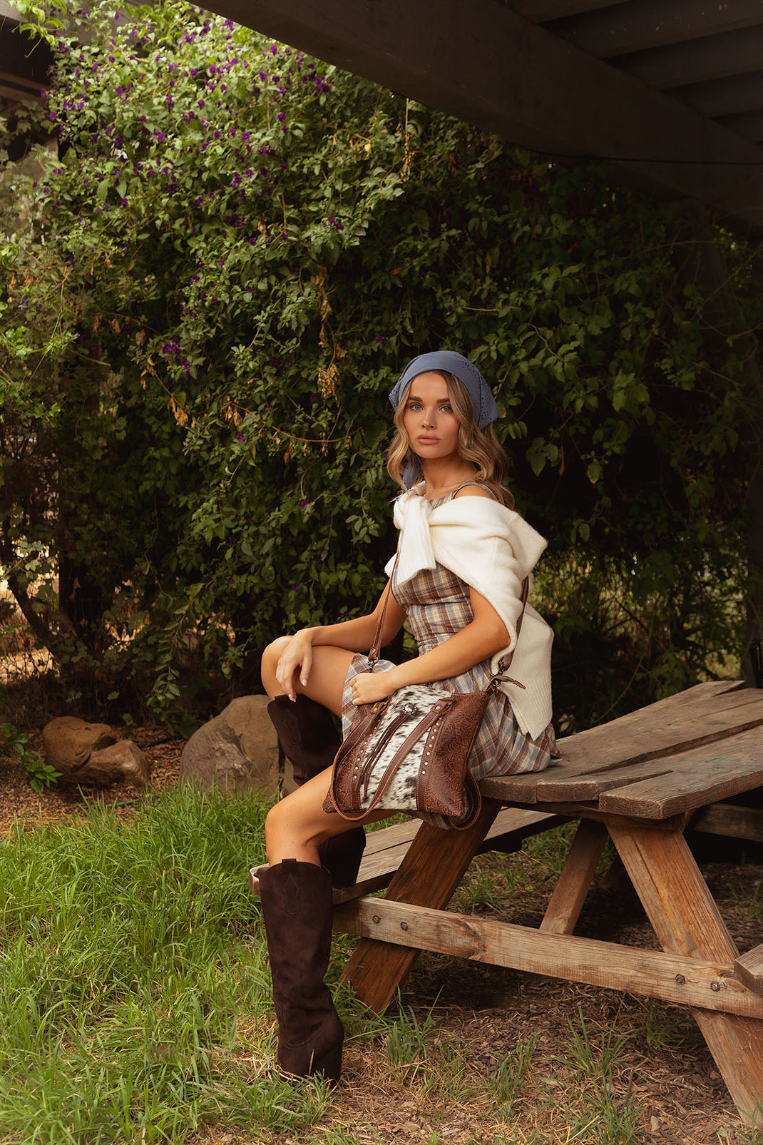 Rosalinda Concealed Carry Bag for Women in brown with hair on and concho