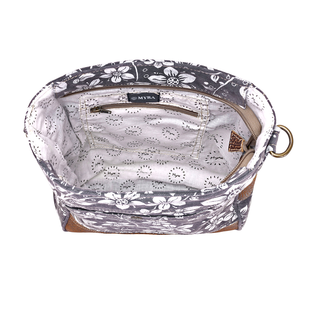 Blossom Print Shoulder Bag in grey