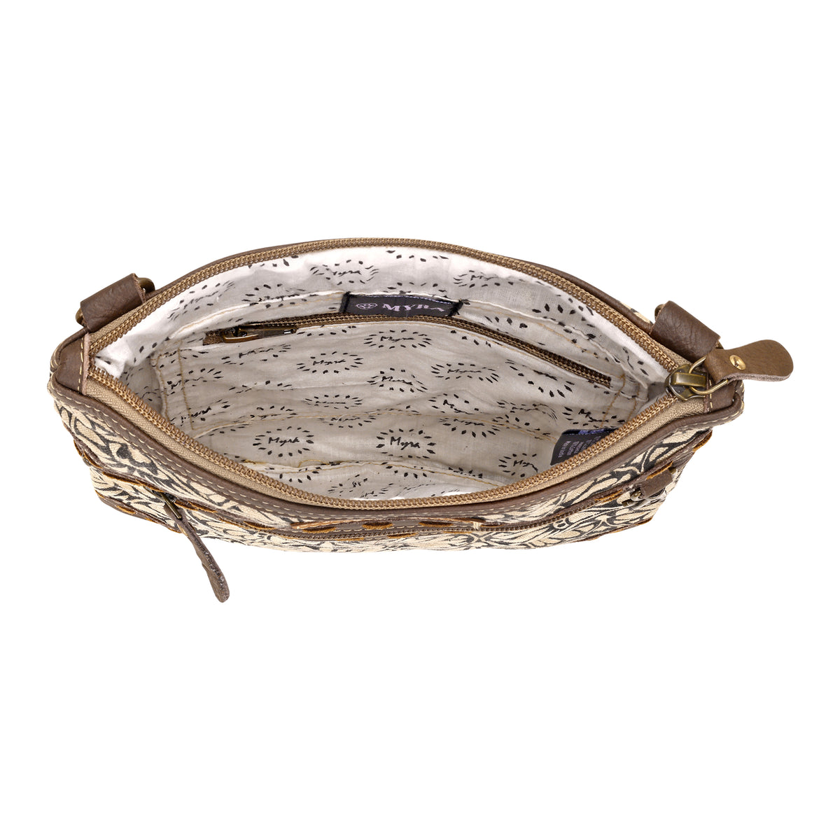 Caprock Small Crossbody Bag with buckstitch trim in cream