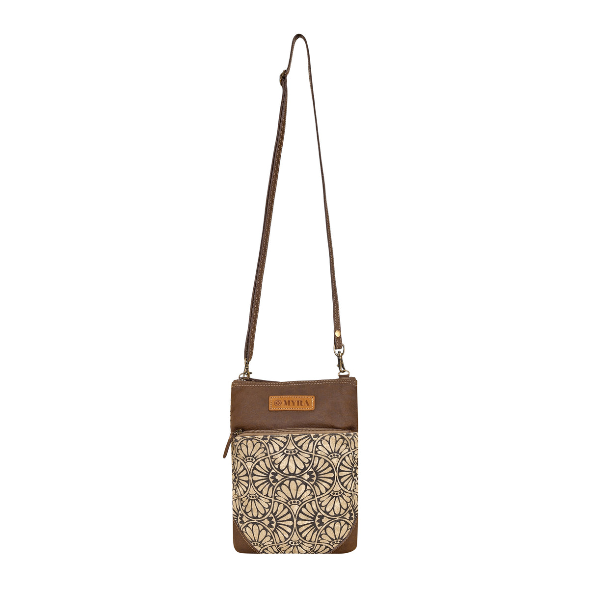 Caprock Small Crossbody Bag with leather panel in cream