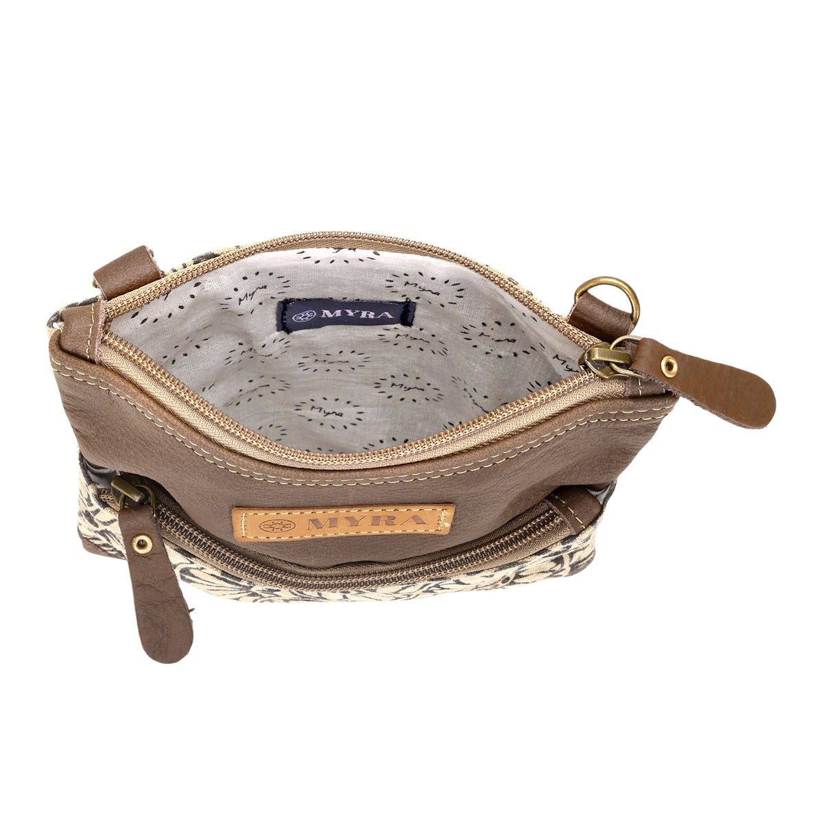 Caprock Small Crossbody Bag with leather panel in cream