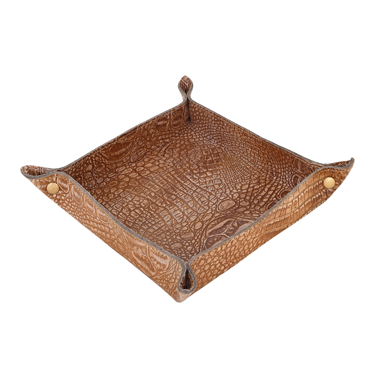 Copperwind Leather Tray in Croc Brown