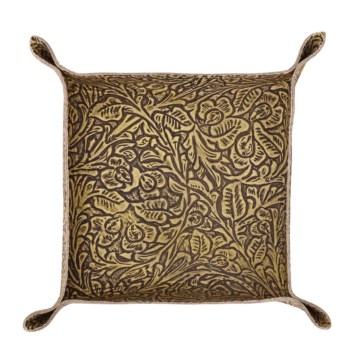 Copperwind Leather Tray in Antique Olive