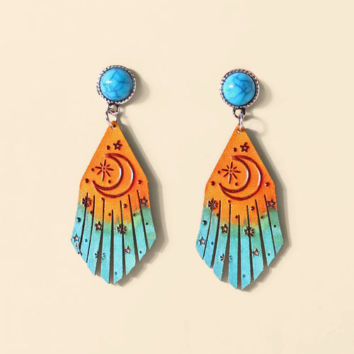 Sunbaked Fringe Earrings in Turquoise Saddle