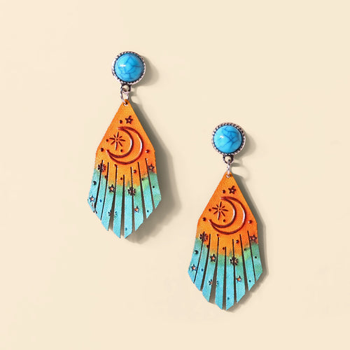 Sunbaked Fringe Earrings in Turquoise Saddle