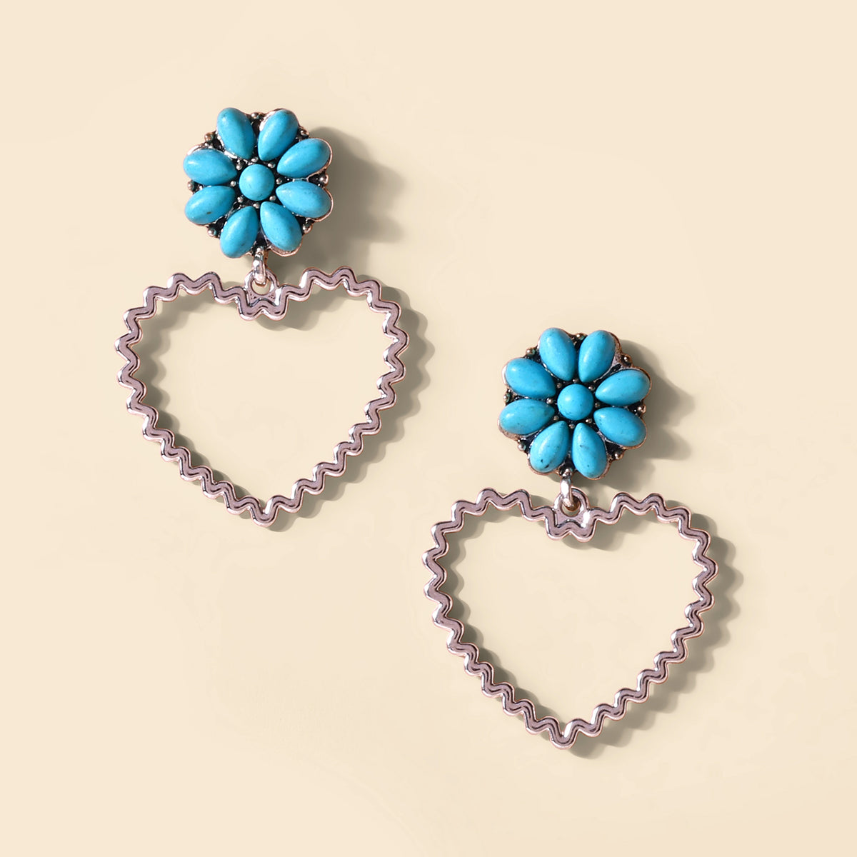 Heartstring Earrings in Turquoise Blue