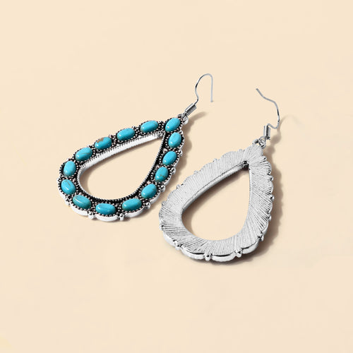 Teardrop Filigree Earrings in Skystone Blue