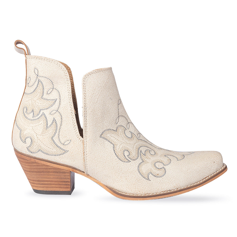 Sunset Trail Genuine Leather Booties in Ivory Sand