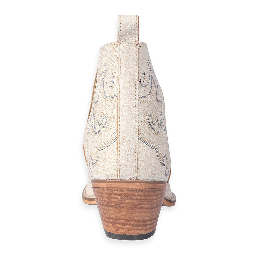 Sunset Trail Genuine Leather Booties in Ivory Sand
