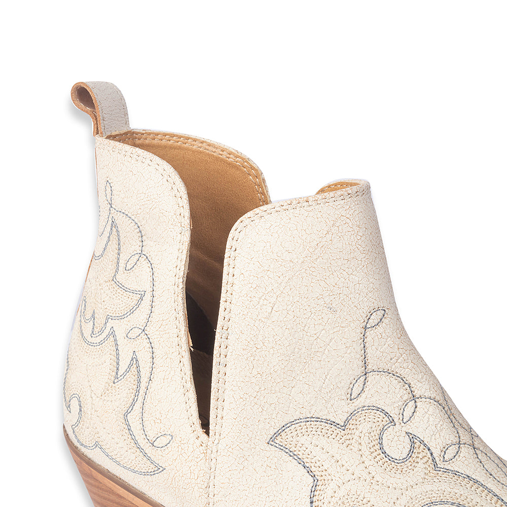 Sunset Trail Genuine Leather Booties in Ivory Sand