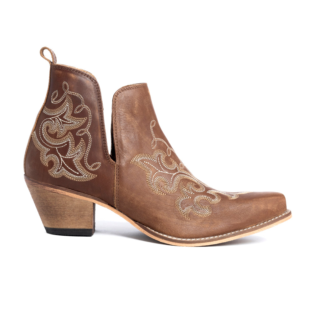 Sunset Trail Genuine Leather Booties in Sienna Brown
