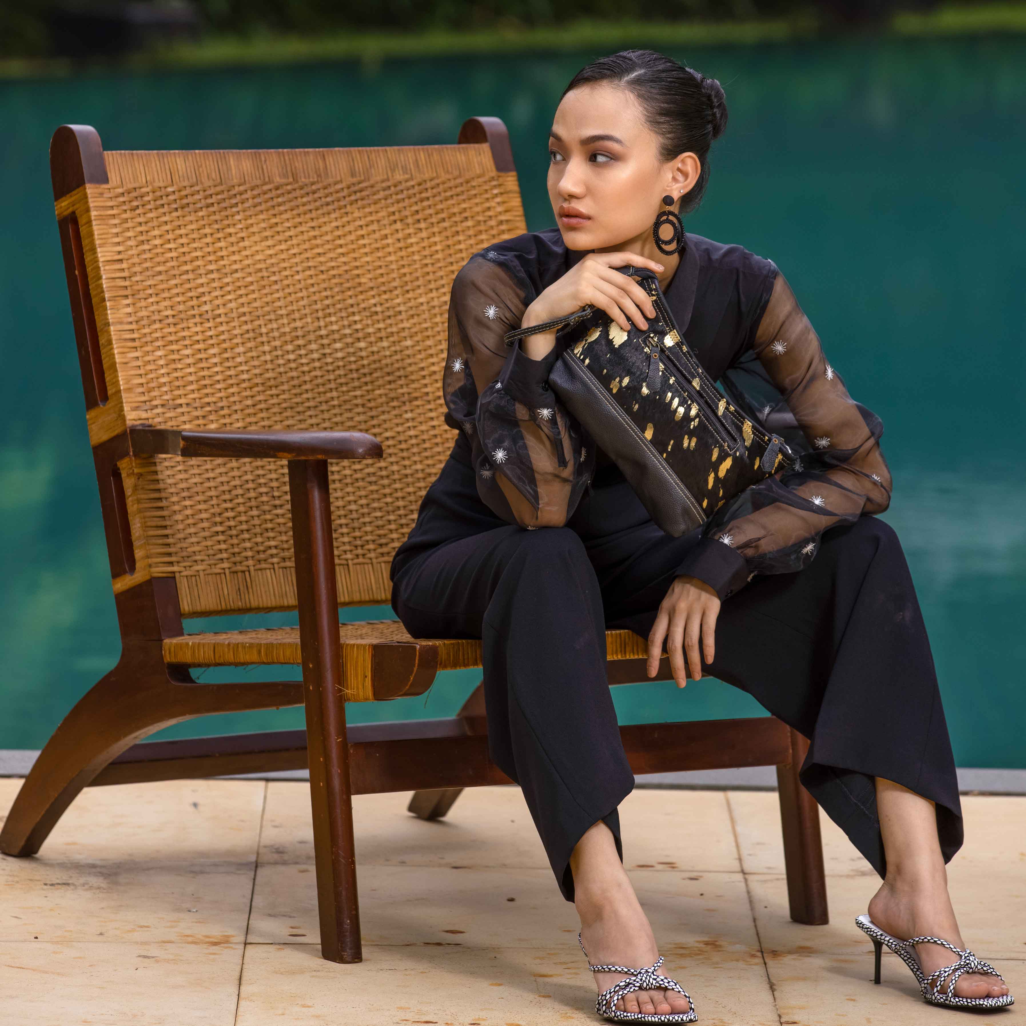 MOORISH LEATHER AND HAIRON BAG