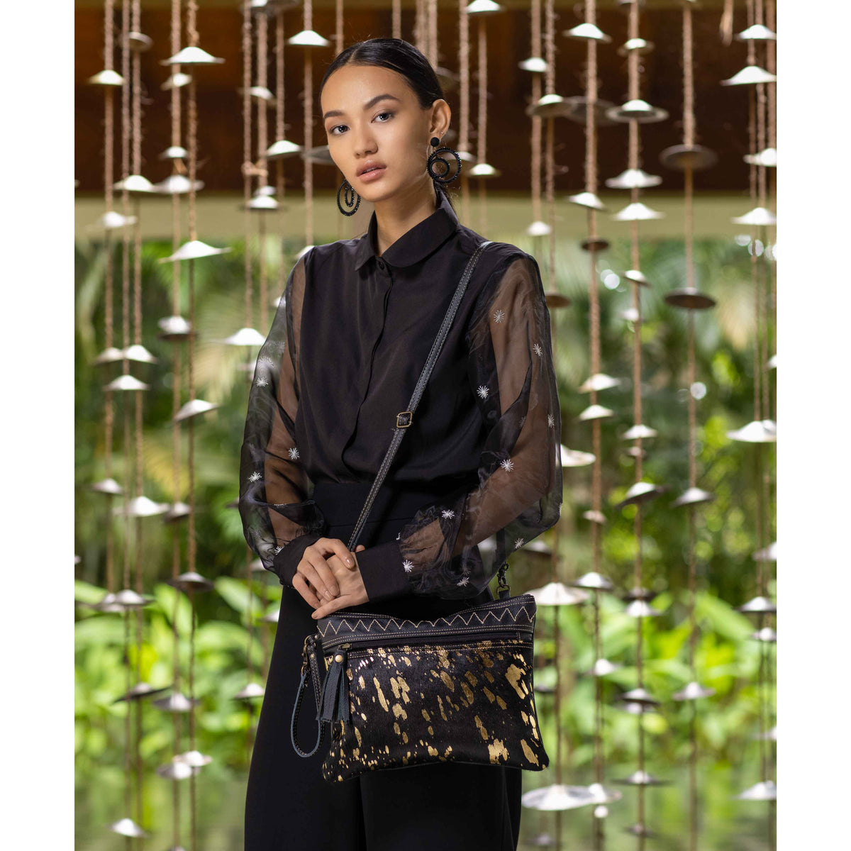 MURKY LEATHER AND HAIRON BAG