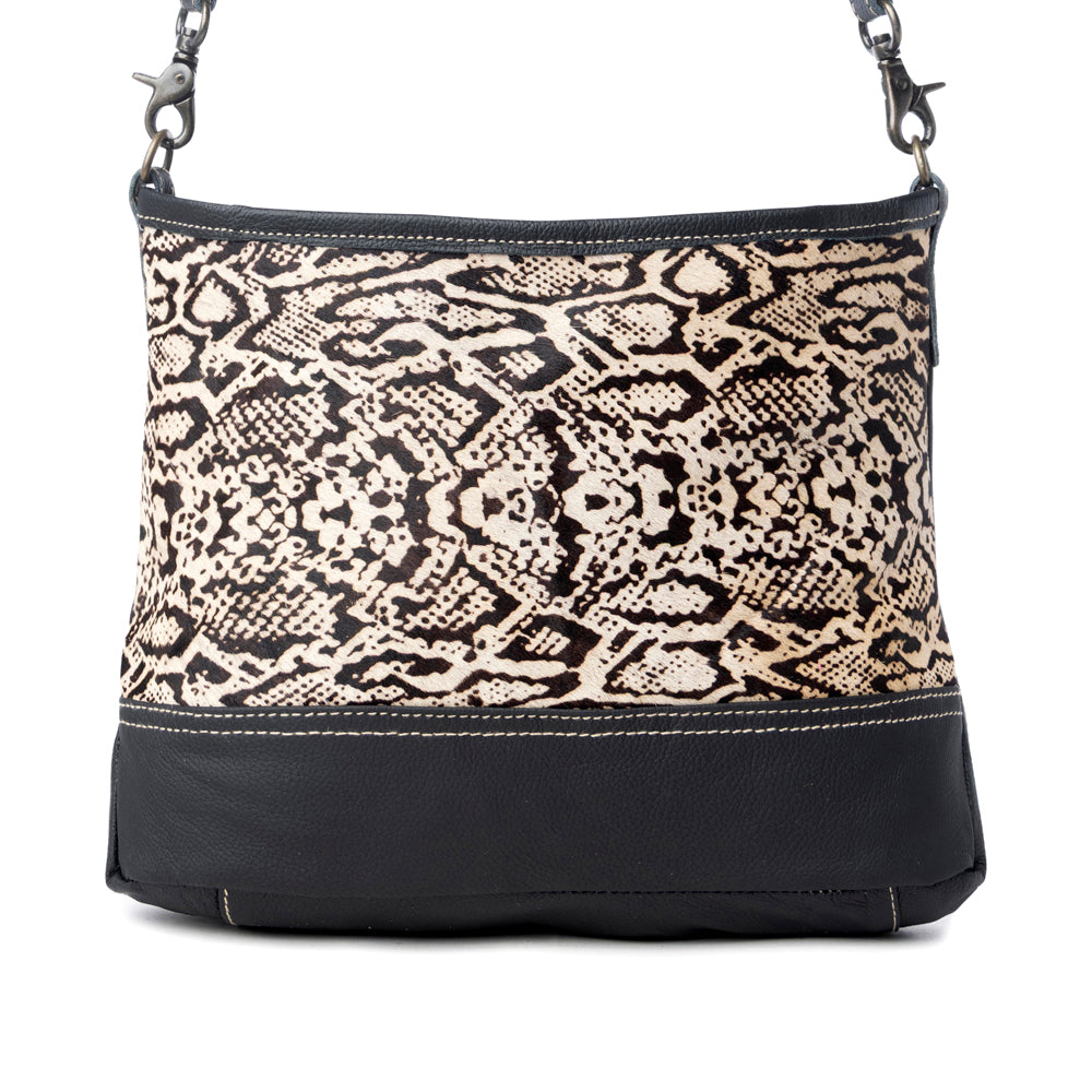 ANTIQUATED LEATHER AND HAIRON BAG