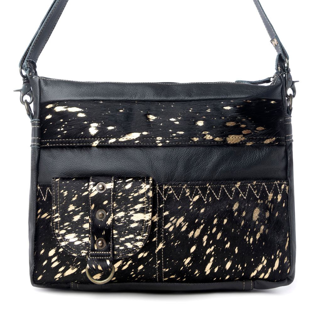 MODERN LEATHER AND HAIRON BAG