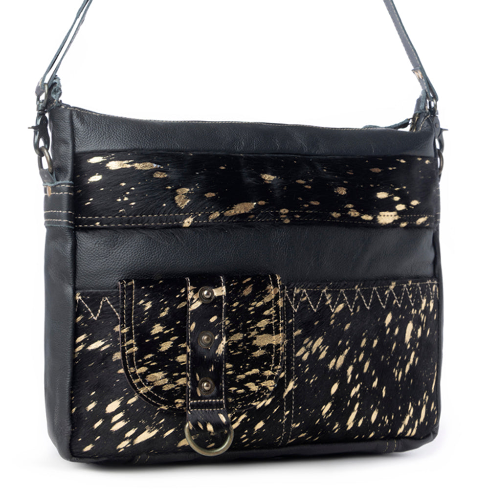 MODERN LEATHER AND HAIRON BAG