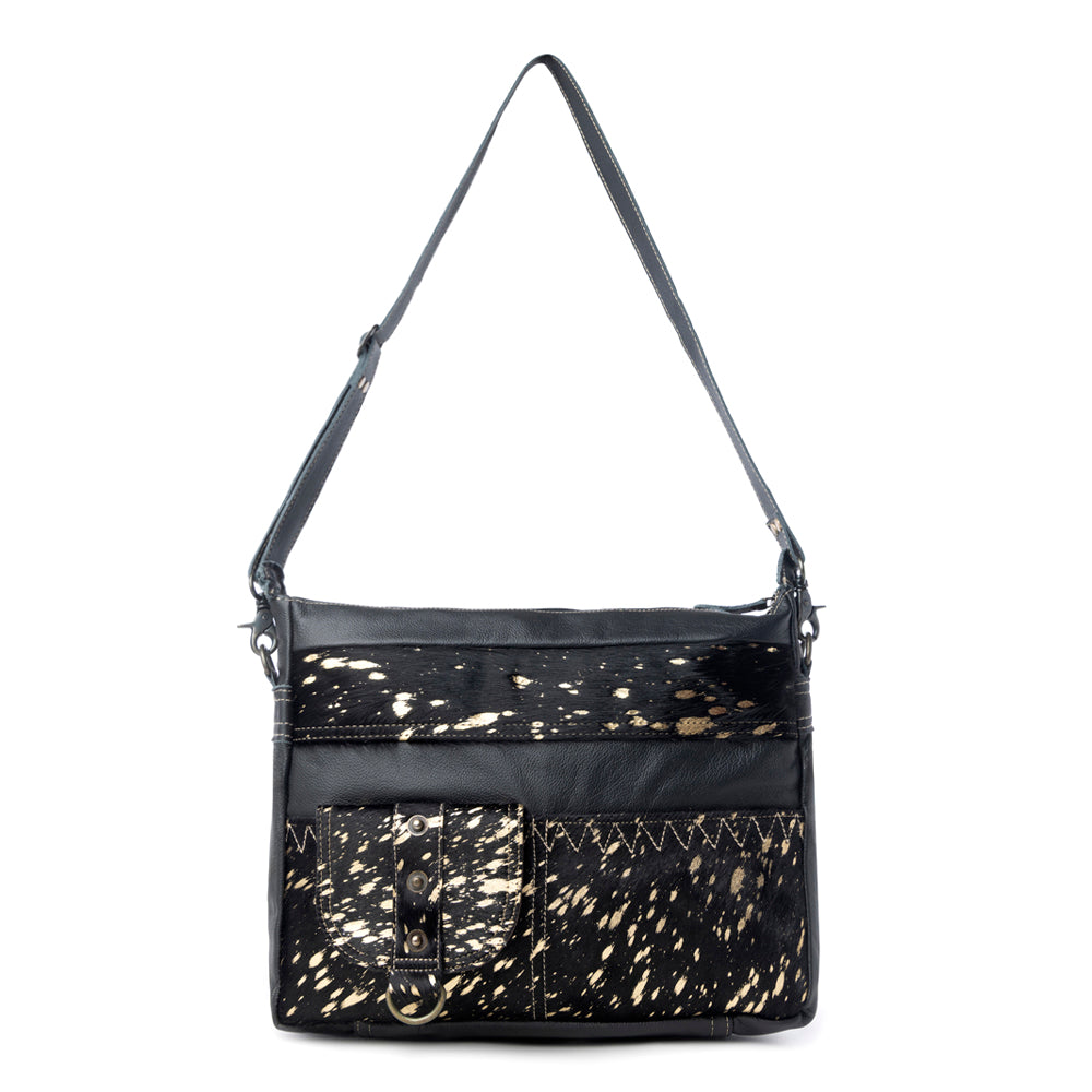 MODERN LEATHER AND HAIRON BAG