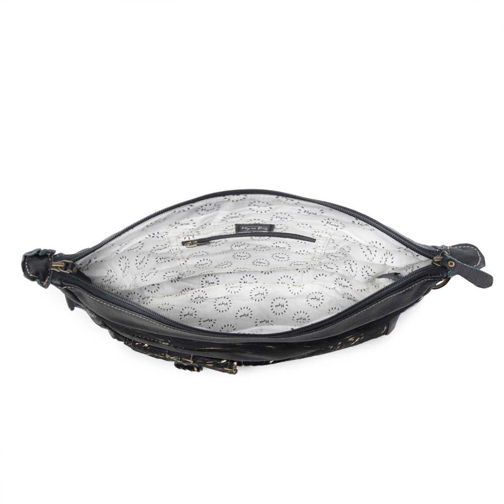 MODERN LEATHER AND HAIRON BAG
