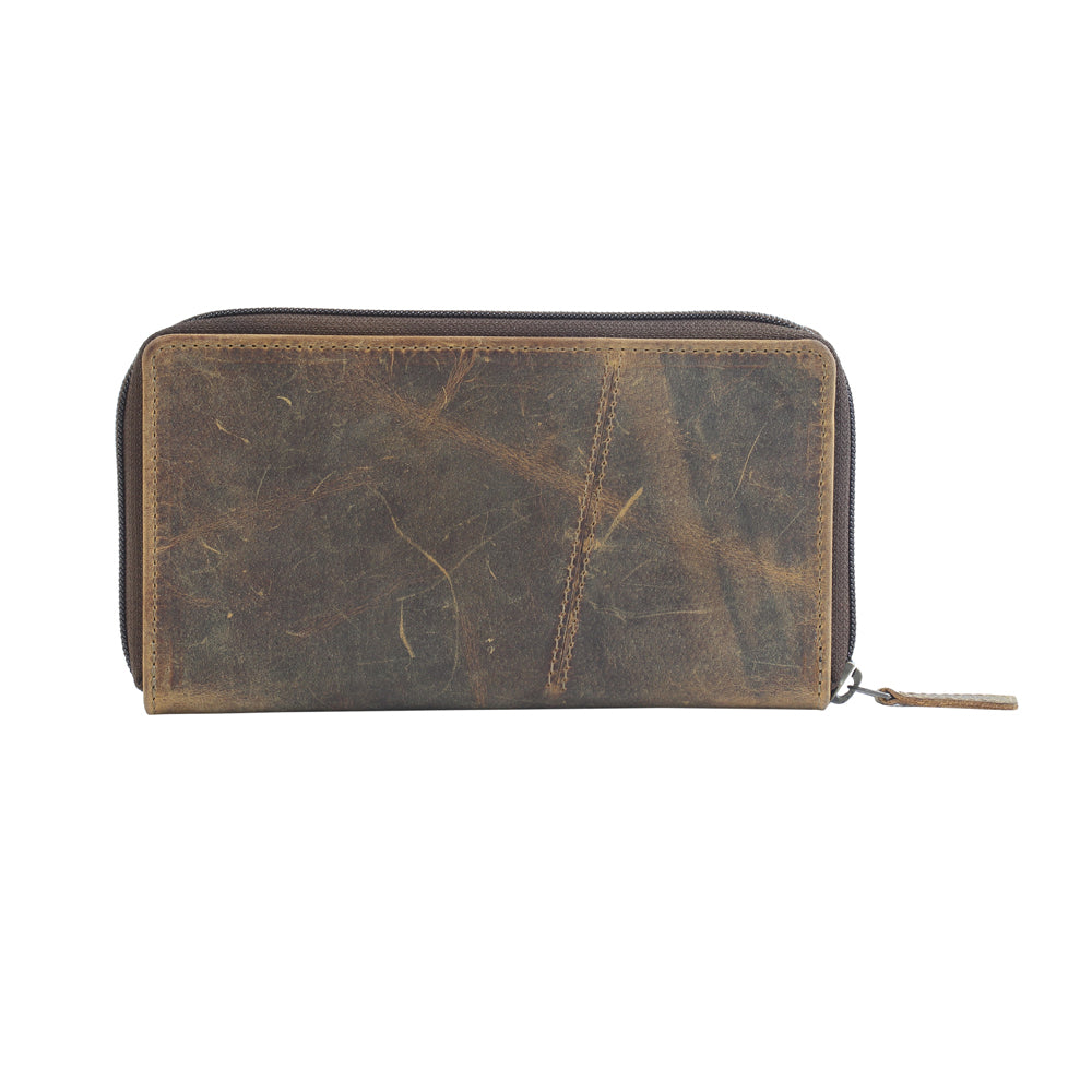 TAN FAN LEATHER AND HAIRON WALLET