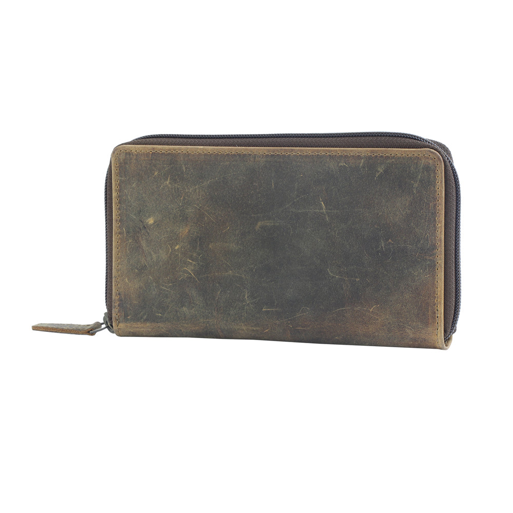 TAN FAN LEATHER AND HAIRON WALLET