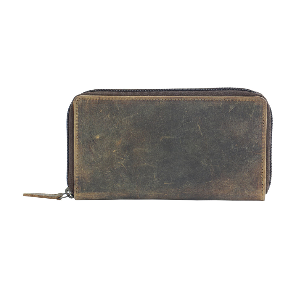 TAN FAN LEATHER AND HAIRON WALLET