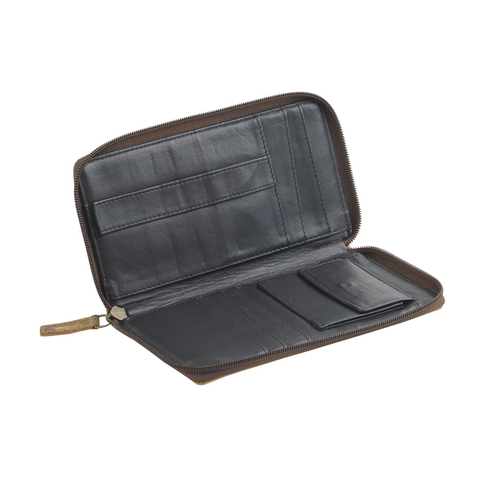 TAN FAN LEATHER AND HAIRON WALLET