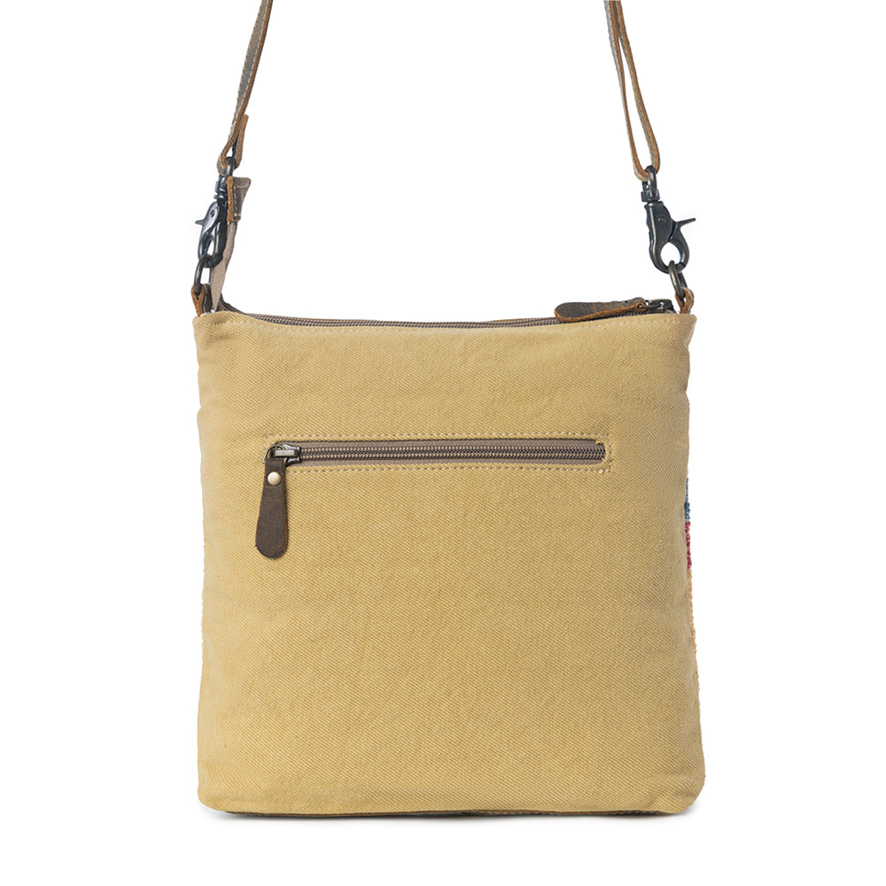 YELLOW AND BLUE STRIPES CROSS BODY BAG