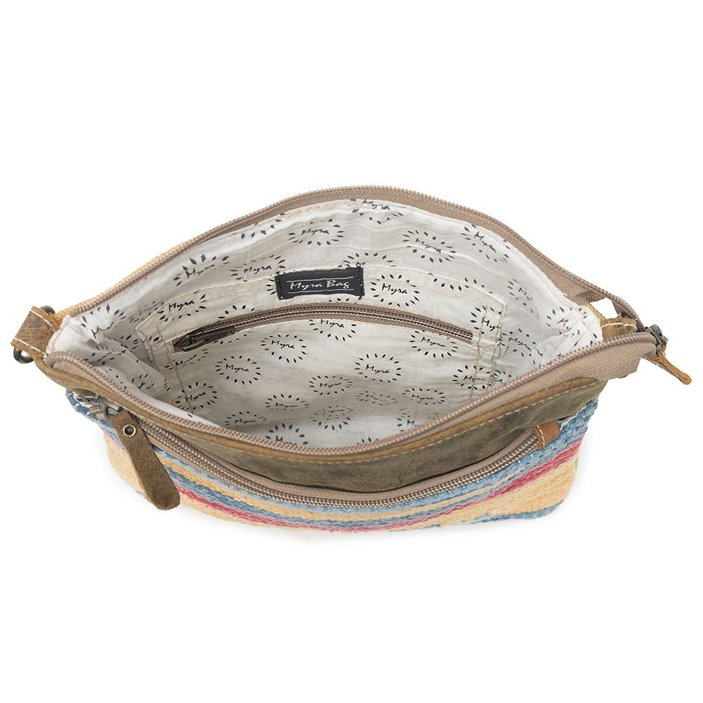 YELLOW AND BLUE STRIPES CROSS BODY BAG