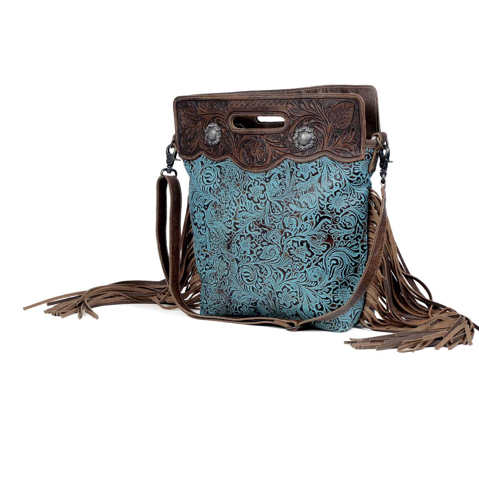 Blue Vine Hand-Tooled Bag