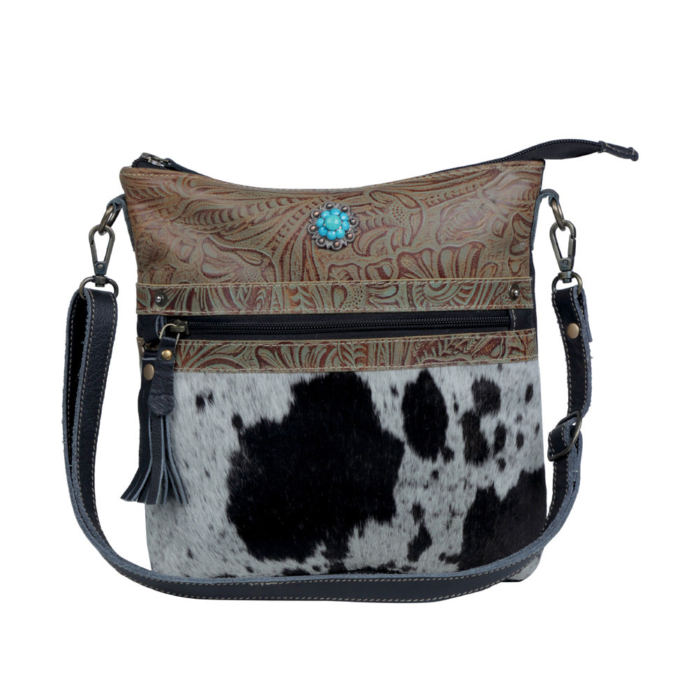 Dusky Black Leather & Hairon Bag