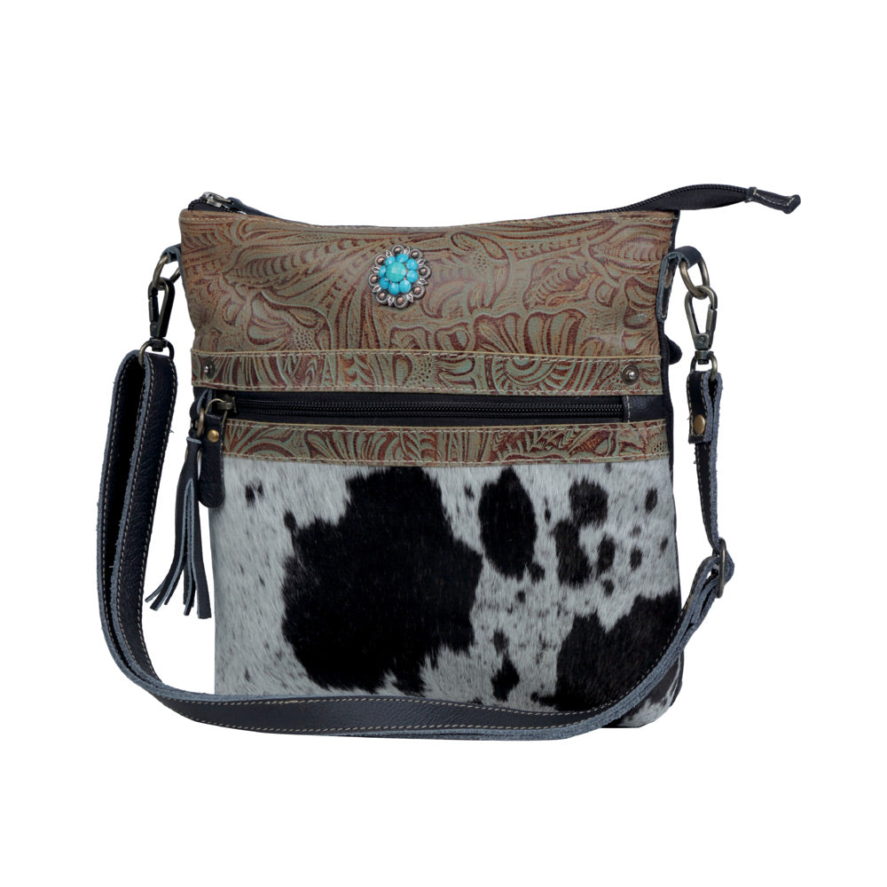 Dusky Black Leather & Hairon Bag
