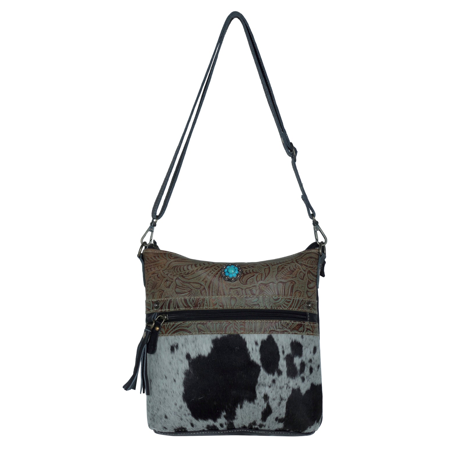 Dusky Black Leather & Hairon Bag