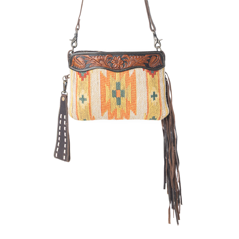 Dazzling Yellow Hand-Tooled Bag