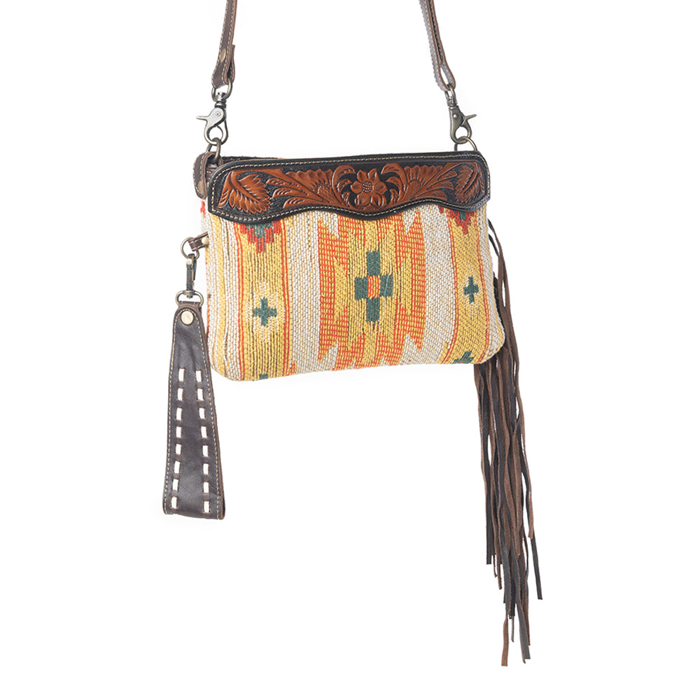 Dazzling Yellow Hand-Tooled Bag