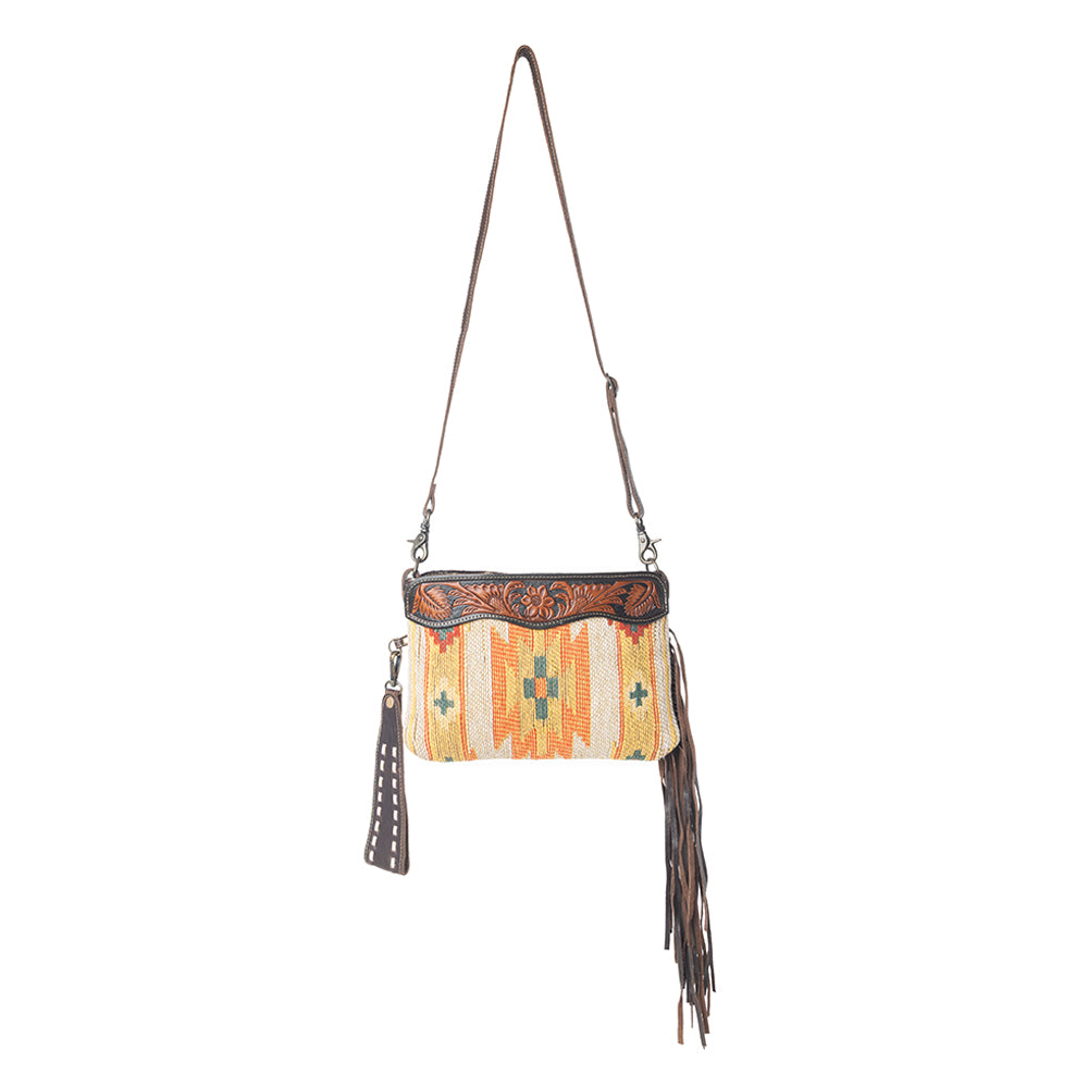 Dazzling Yellow Hand-Tooled Bag
