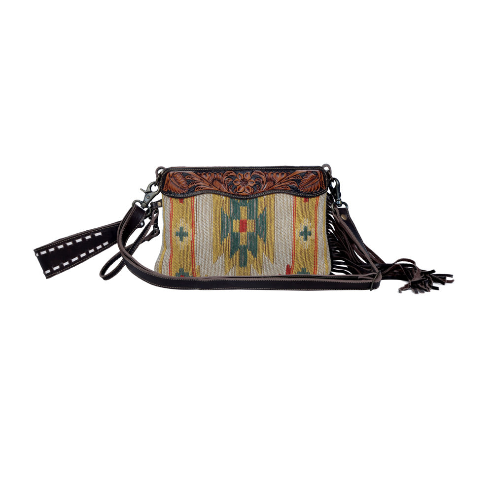 Dazzling Yellow Hand-Tooled Bag
