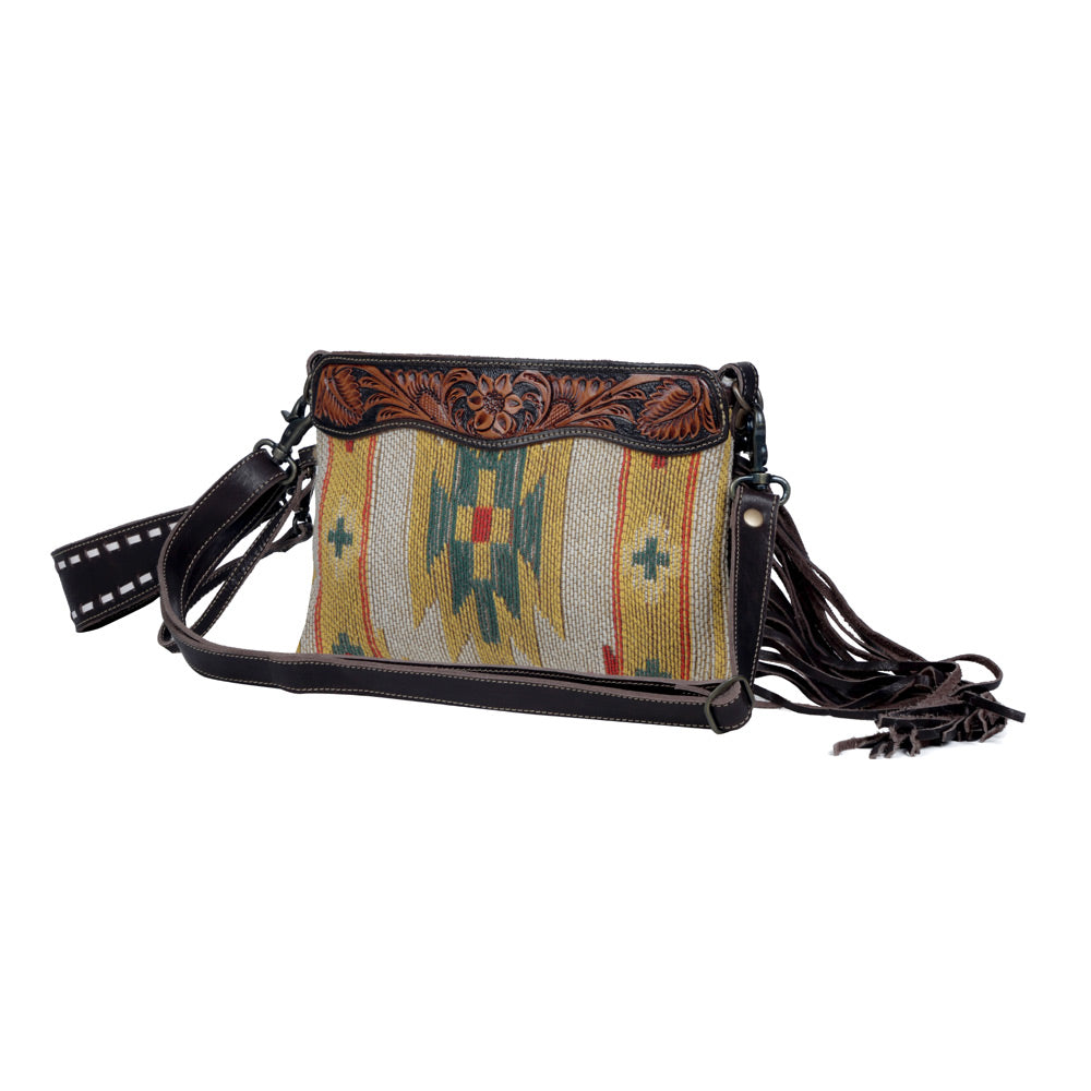 Dazzling Yellow Hand-Tooled Bag