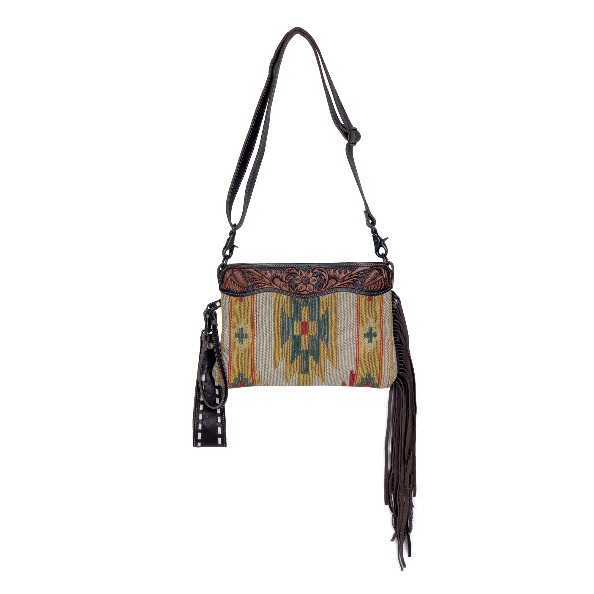 Dazzling Yellow Hand-Tooled Bag