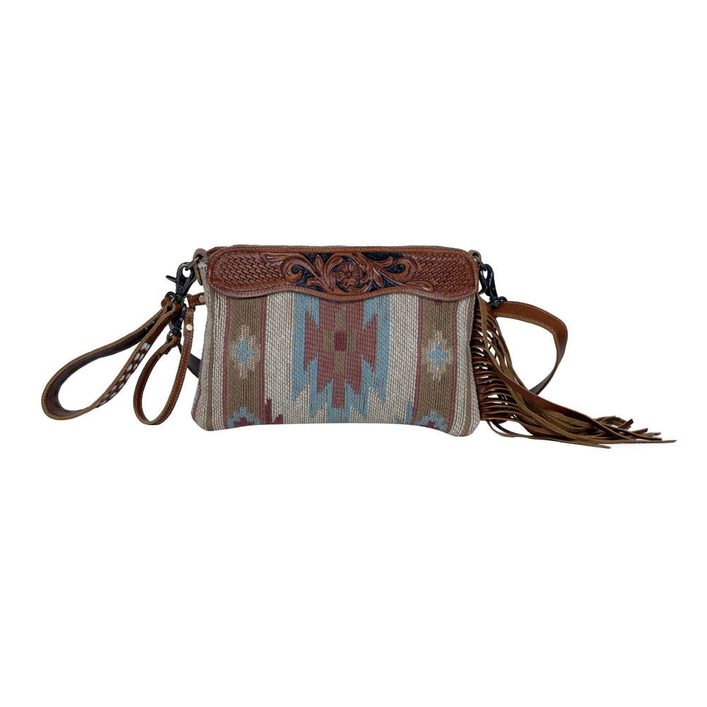 Brown Tassles Hand-Tooled Bag
