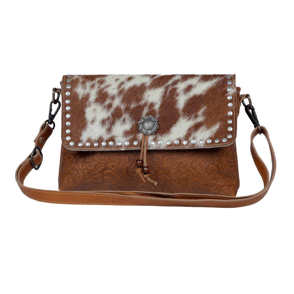 Blossom Etched Leather & Hairon Bag