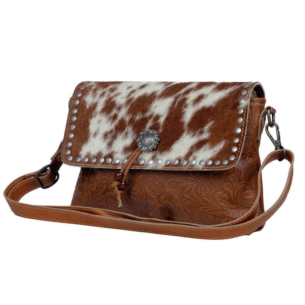 Blossom Etched Leather & Hairon Bag