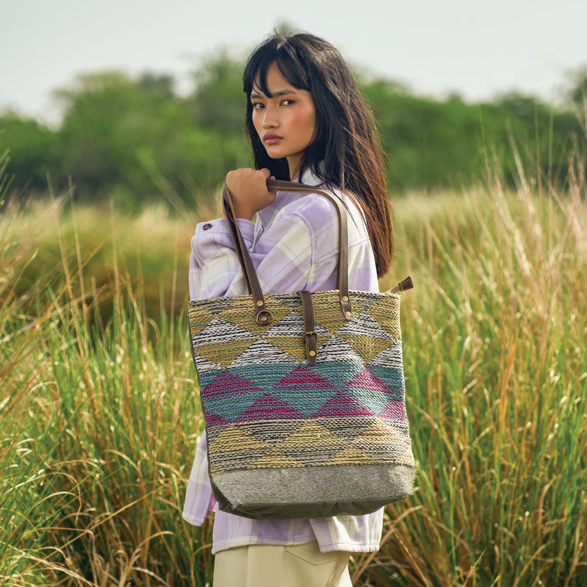 Multicolored Waves Tote Bag,