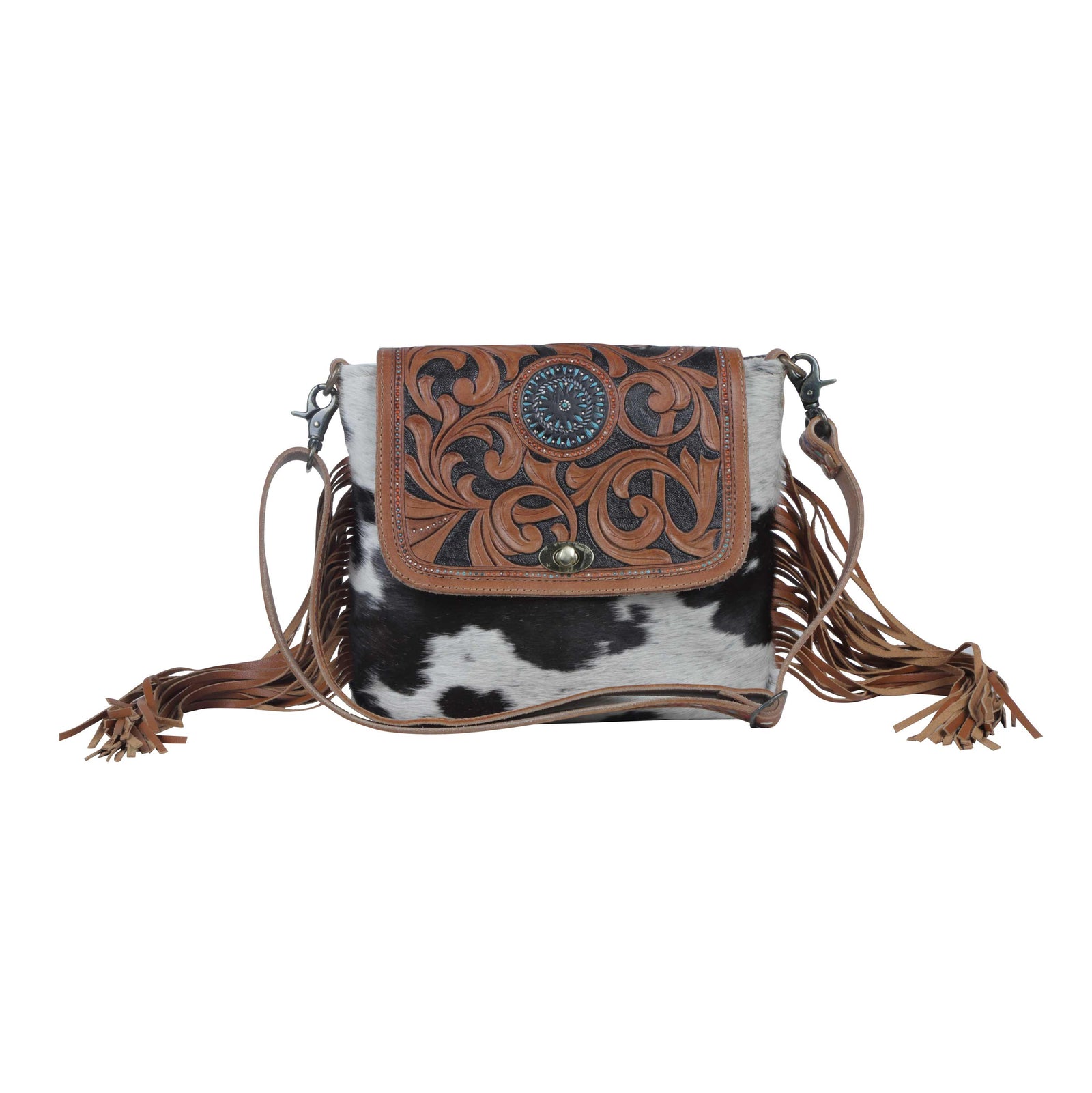 Brown Boughs Hand-Tooled Bag