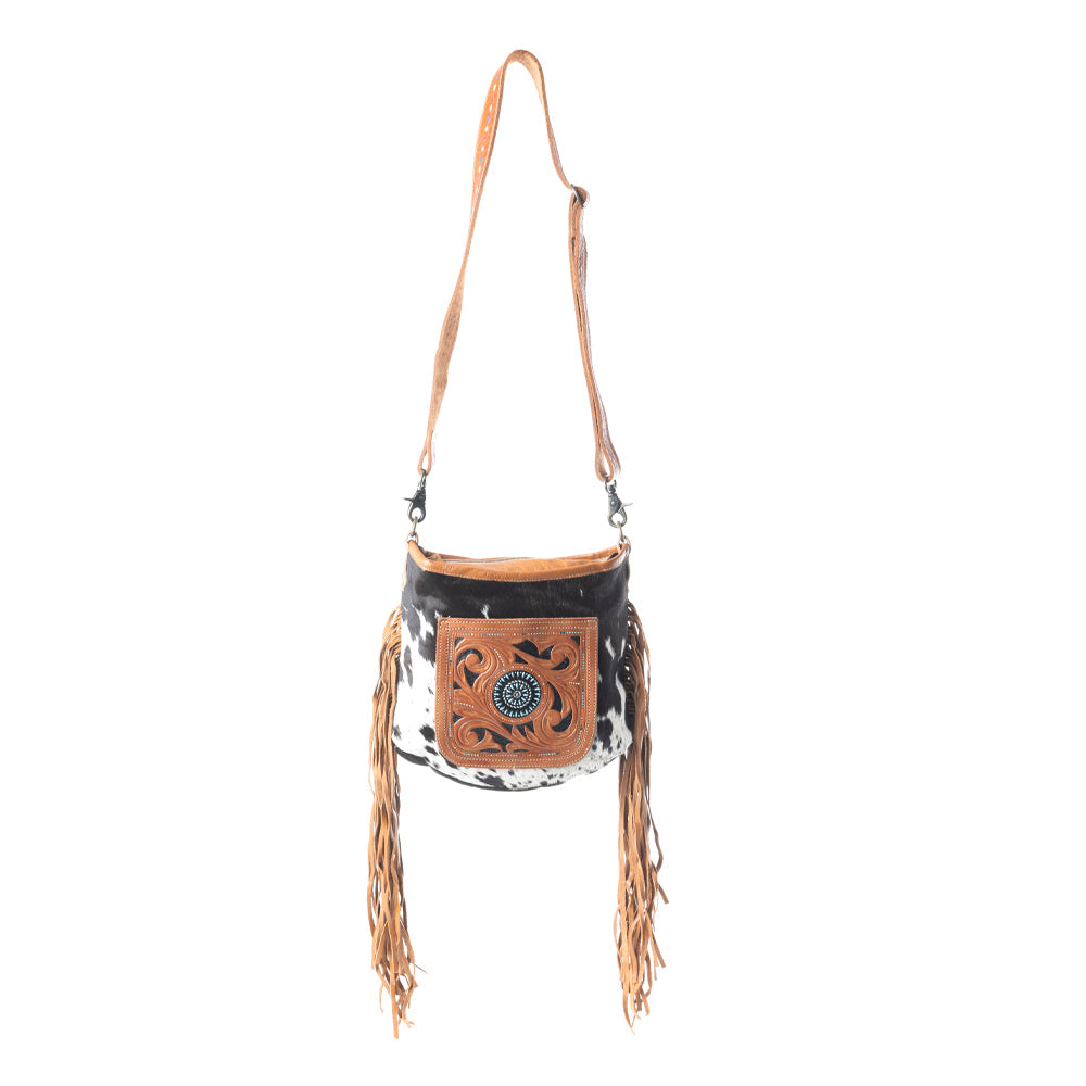 Brown Quilt Hand-Tooled Bag
