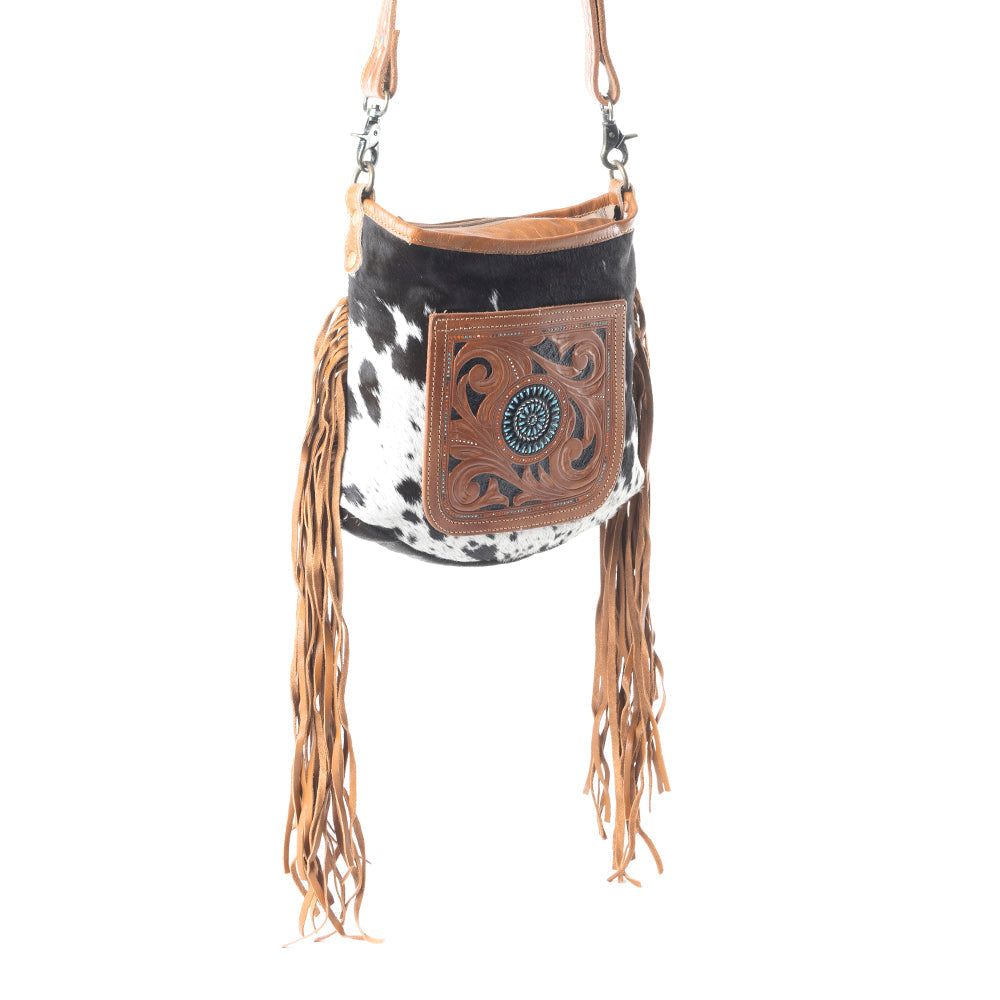 Brown Quilt Hand-Tooled Bag