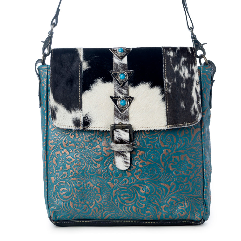 Blue Rose Leather & Hairon Bag
