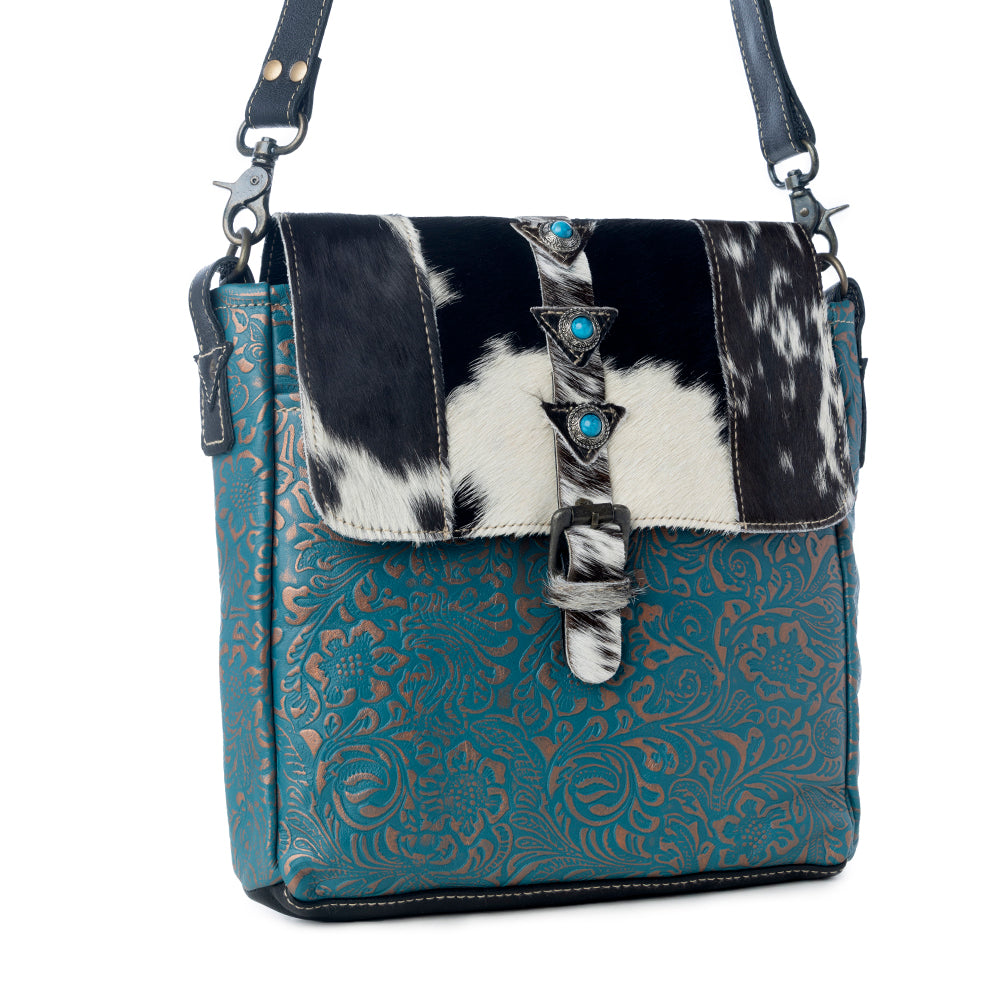 Blue Rose Leather & Hairon Bag