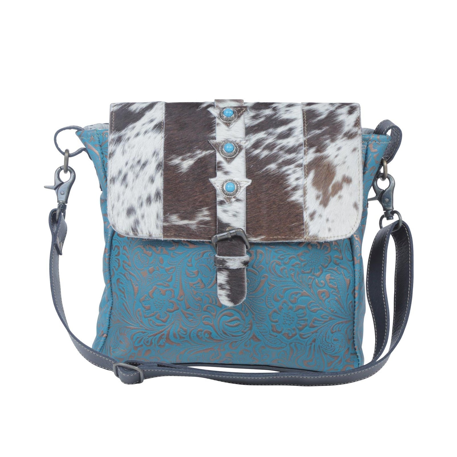 Blue Rose Leather & Hairon Bag