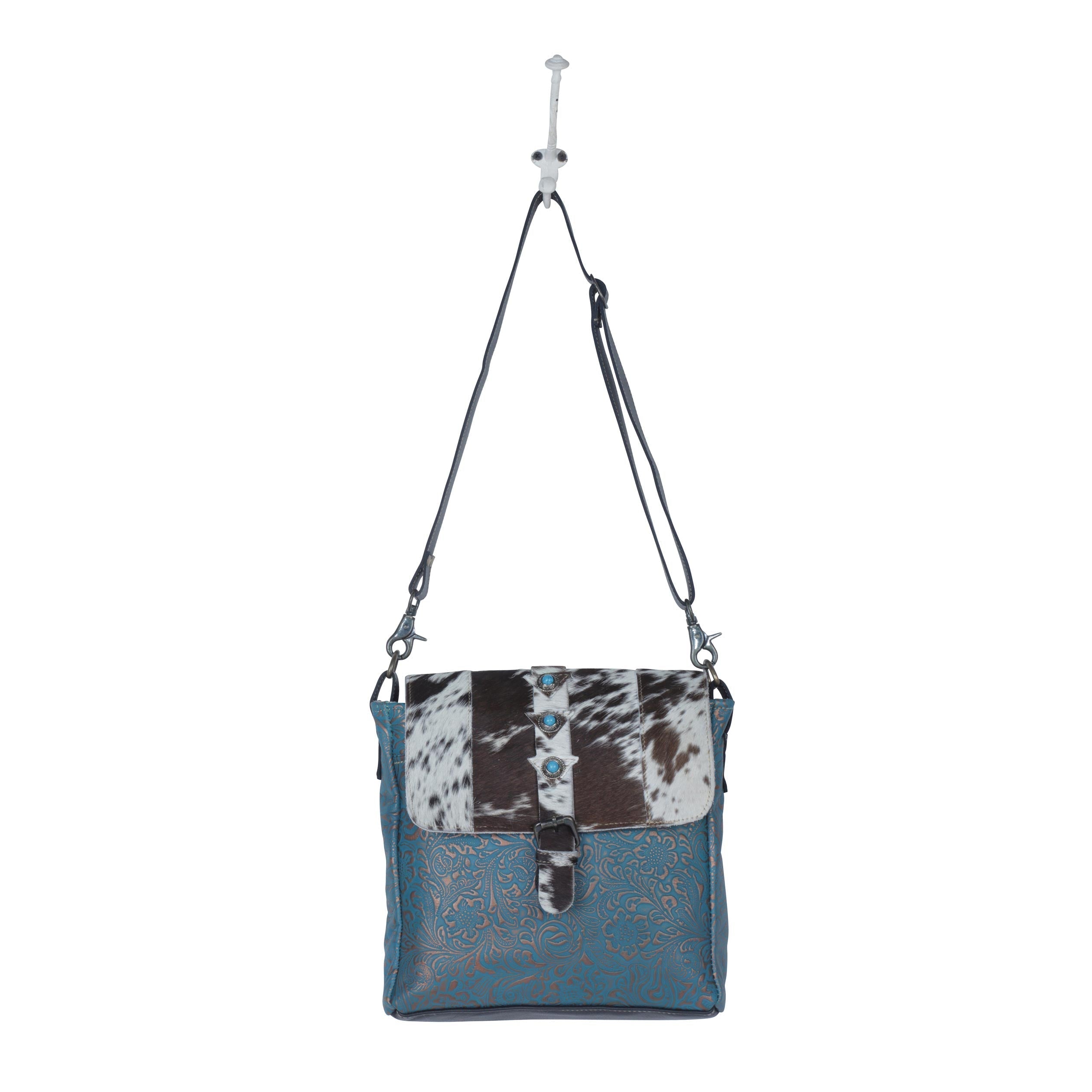 Blue Rose Leather & Hairon Bag