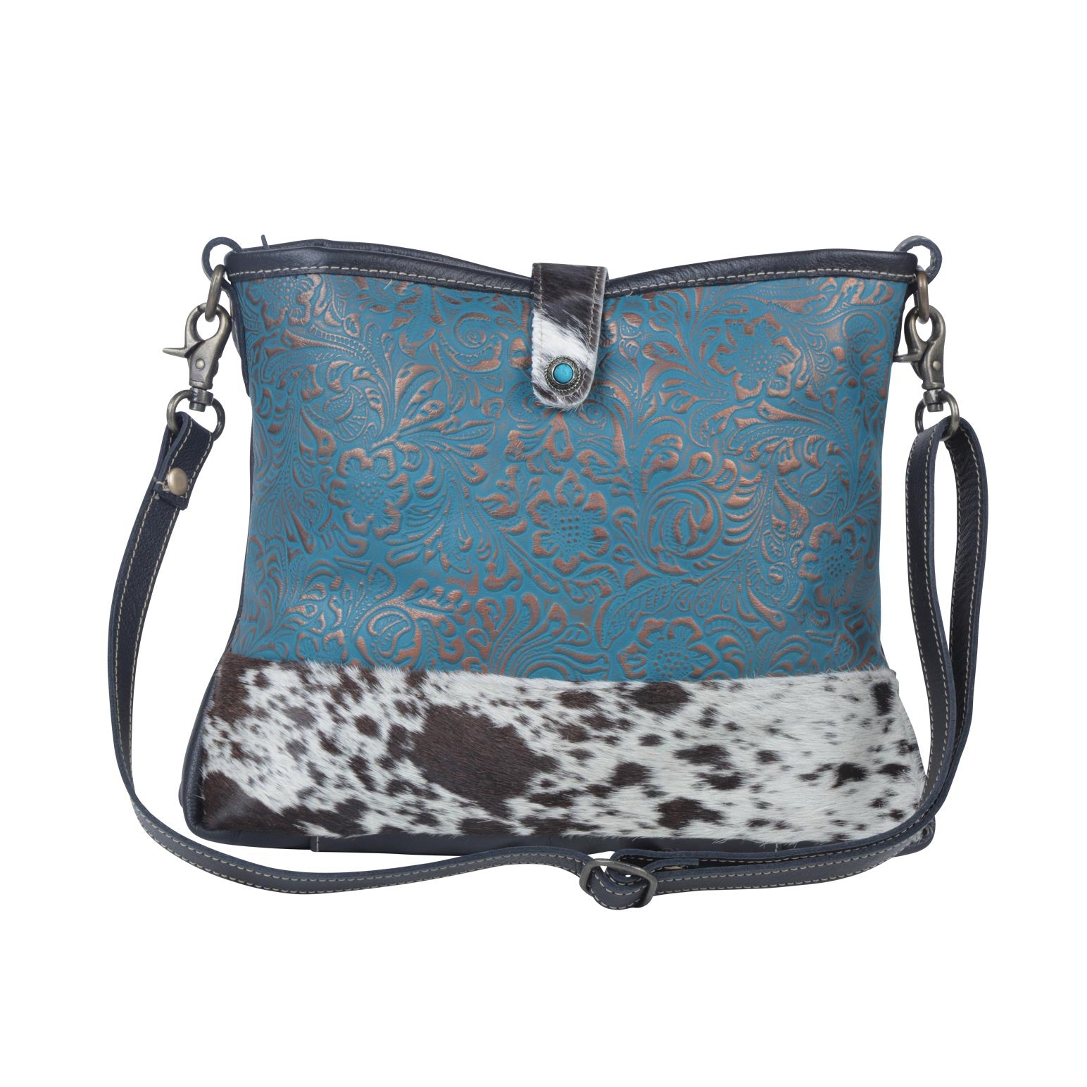 Blue Labyrinth Leather & Hairon Bag
